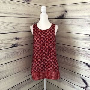 Michael Koran Red Paisley Printed Zipper Tank XS